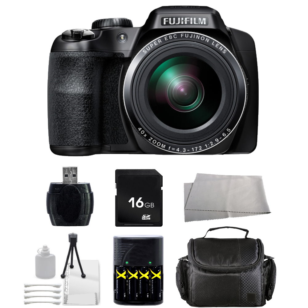 Fujifilm FinePix S8200 Digital Camera (Black) + Accessory Bundle ...