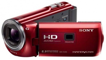 Sony PJ380E PAL HD Camcorder with Projector(Red)