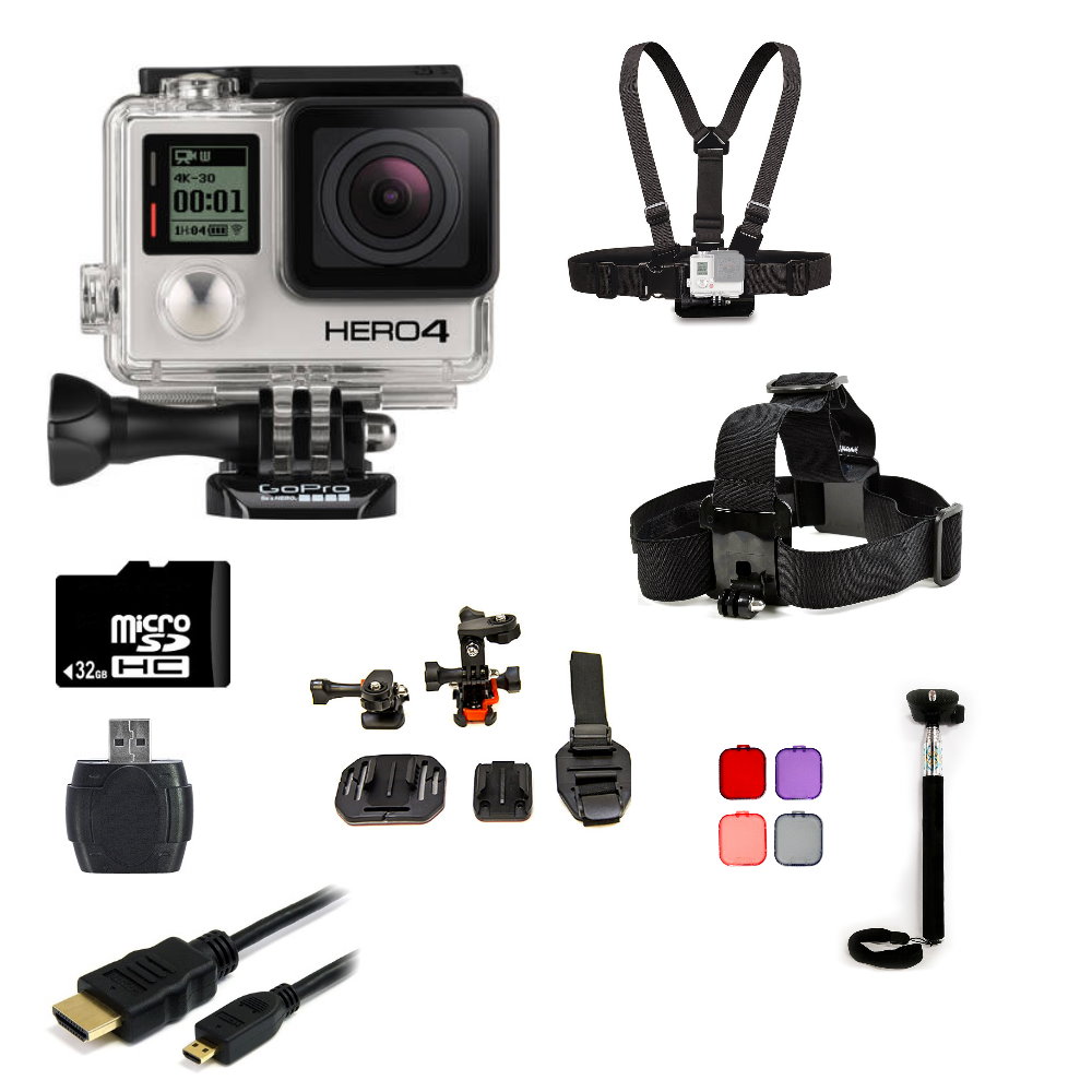 GoPro Hero4 Black Edition Camera + Helmet Kit Bundle