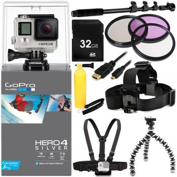 GoPro Hero4 Silver Edition Camera + Helmet Kit Bundle
