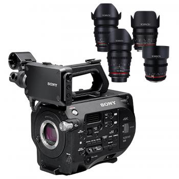 Sony PXW-FS7 XDCAM Super 35 Camera System + Rokinon 24 35 50 85mm T1.5 Cine DS Lens Bundle for Sony E-Mount