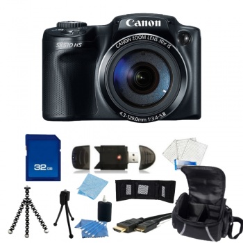 Canon Power Shot SX510 HS Point-and-Shoot Camera + Accessory Bundle