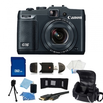 Canon Powershot G16 Digital Camera + Accessory Bundle