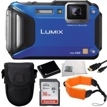 Panasonic Lumix DMC-FT5/TS5 Waterproof Camera (Blue) + Essential Acces