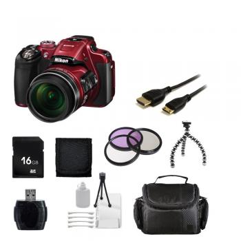 Nikon COOLPIX P610 Digital Camera (Red) + Essential Accessory Bundle