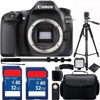 Canon EOS 80D DSLR Camera Body Bundle with Carrying Case and Accessory