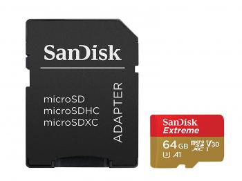 SanDisk Extreme 64GB microSDXC UHS-I Card - SDSQXAF-064G-GN6MA [Newest