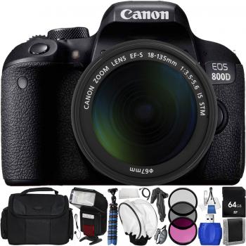 Canon EOS Rebel T7i/800D DSLR Camera with 18-135mm Lens - Starters Bun