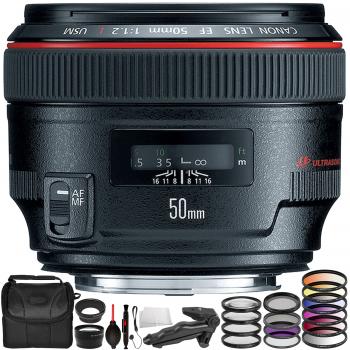 Canon EF 50mm f/1.2L USM Lens with Accessory Bundle