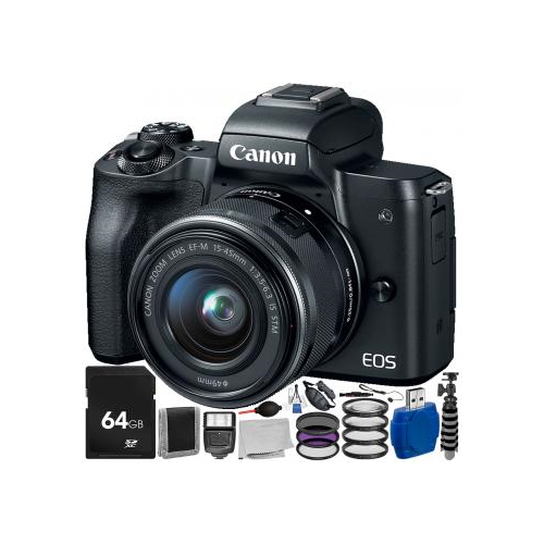 Canon EOS M50 Mirrorless Digital Camera with 15-45mm Lens (Black) Acce
