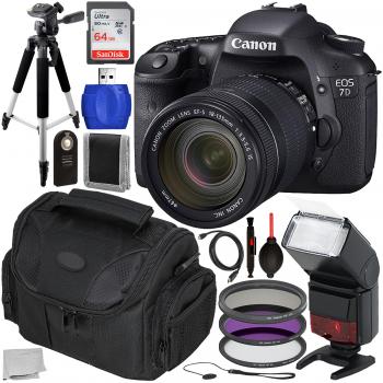 Canon EOS 7D DSLR Camera with 18-135mm Lens and Accessory Bundle