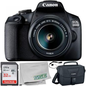 Canon EOS 2000D + EF-S 18-55mm is II Lens 5PC Accessory Bundle -