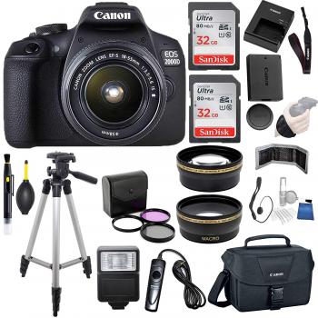 Canon EOS 2000D (Rebel T7) Digital SLR Camera with 18-55mm Prime Lens