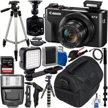 Canon G7 X Mark II PowerShot Digital Camera (Black) with Promotional Dash Cam and Deluxe Accessory Bundle