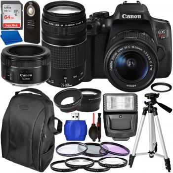 Canon EOS Rebel T6i DSLR Camera with 18-55mm 75-300mm & 50mm Canon Len