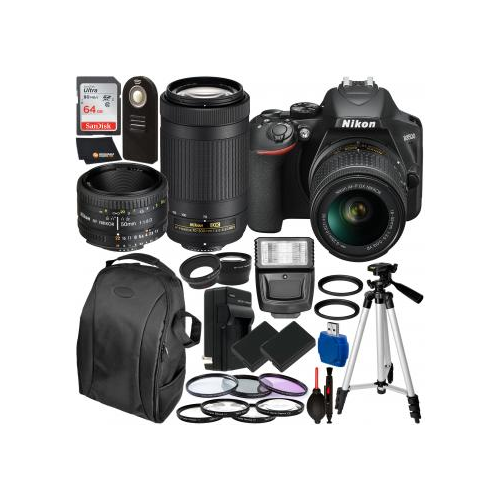 Nikon D3500 DSLR Camera with 18-55mm 70-300mm & 50mm Nikon Lenses and 