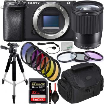 Sony Alpha a6400 Mirrorless Digital Camera with Sigma 16mm Lens & Esse