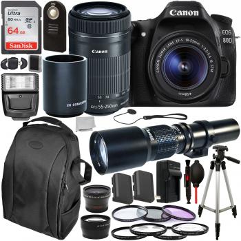 Canon EOS 80D DSLR Camera with EF-S 18-55mm Lens EF-S 55-250mm Canon L