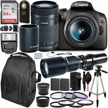 Canon EOS Rebel T7 DSLR Camera with EF-S 18-55mm Lens EF-S 55-250mm Ca