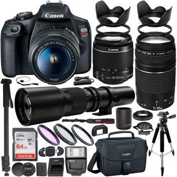 Canon EOS Rebel T7 DSLR Camera with EF-S 18-55mm IS II & EF 75-300mm I
