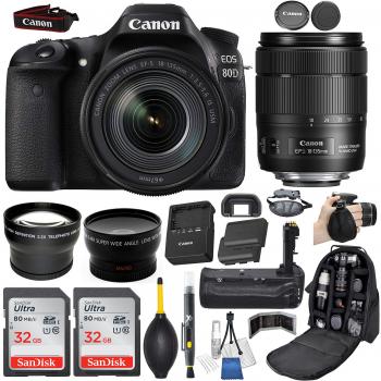 Canon EOS 80D DSLR Camera with 18-135mm Lens and Accessory Bundle