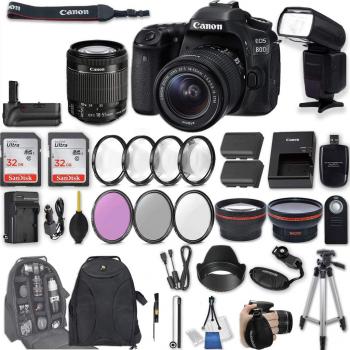 Canon EOS 80D DSLR Camera EF-S 18-55mm Lens and Accessory Bundle