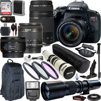 Canon EF 50mm f/1.8 STM Lens + 3pc Filter Kit + Lens Pen + Blower + Hood +  Lens Pouch + Cap Keeper