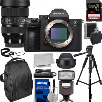 Sony Alpha a7 III Mirrorless Digital Camera (Body Only) with Sigma 24-70mm f/2.8 DG DN Art Lens for Sony E and Essential Accessory Bundle. Bundle Includes: SanDisk 64GB Extreme Pro Memory Card TTL Flash and Much More.