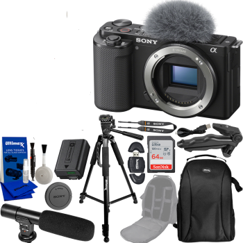 Sony ZV-E10 Mirrorless Camera (Body Black) Vlogging Bundle with SanDisk  64GB Ultra Memory Card, 60in Professional Tripod, Video Microphone and Much  More. 