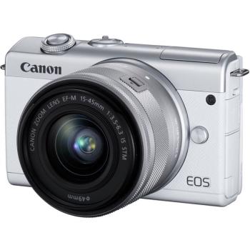 Canon EOS M200 Mirrorless Camera with 15-45mm Lens (White) + SanDisk 1