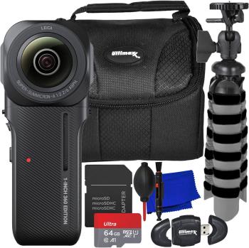 Insta360 ONE RS 1-Inch 360 Edition Camera with Starter Accessory Bundle: SanDisk 64GB Ultra microSDXC Memory Card Mini “Gripster” Tripod & More (11pc Bundle)