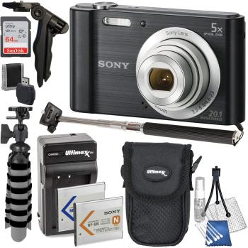 Sony Cyber-Shot DSC-W800 Digital Camera (Black) + Ultra 64GB SDXC Memo