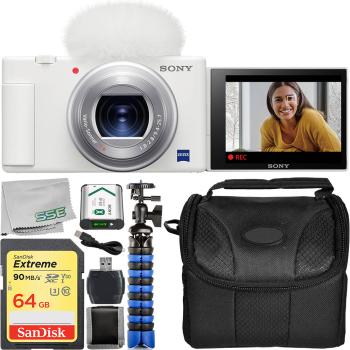 Sony ZV-1 Digital Camera (White) With Starter Vlogging Kit. Includes: 