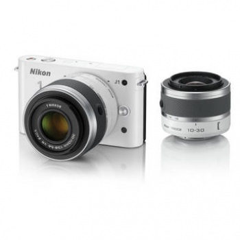 Nikon 1 J1 Mirrorless Digital Camera with 10-30mm / 30-110 mm Lens (Wh