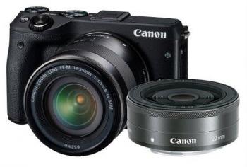 Canon EOS M3 Mirrorless Digital Camera with 18-55mm and 22mm Lenses (Black)