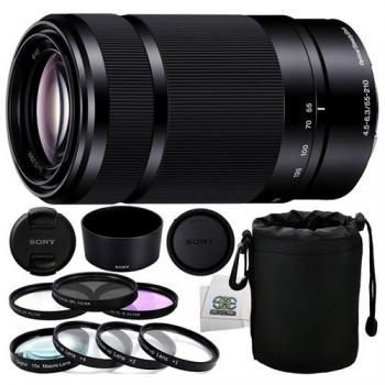 Sony SEL55210 55-210mm f/4.5-6.3 Lens + Accessory Bundle (Black