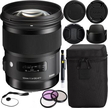 Sigma 50mm f/1.4 DG HSM Art Lens for Canon EF Accessory Bundle