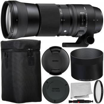 Sigma 150-600mm f/5-6.3 DG OS HSM Contemporary Lens for Nikon F with 4PC Accessory Bundle