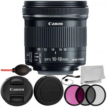 Canon EF-S 10-18mm f/4.5-5.6 IS STM Lens with 6PC Accessory Bundle
