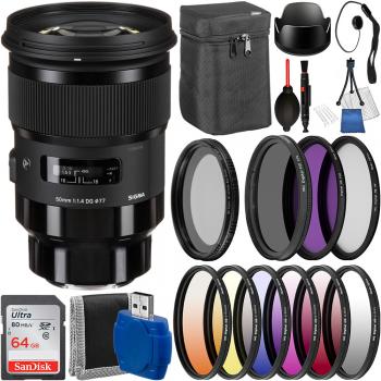 Sigma 50mm f/1.4 DG HSM Art Lens for Sony E - 311965 with Must Have Bundle