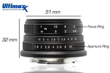 Ultimaxx 25mm f/1.8 Manual Lens Kit for Sony E
