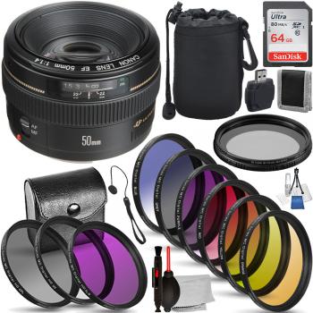 Canon EF 50mm f/1.4 USM Lens - 2515A003 with 12pc Accessory Bundle