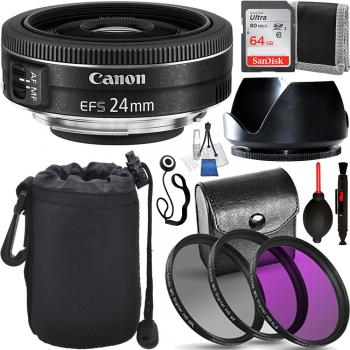 Canon EF-S 24mm f/2.8 STM Lens - 9522B002 with Deluxe Starter Bundle