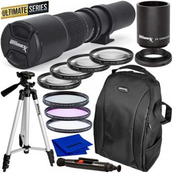 Ultimaxx High-Power 500mm/1000mm f/8 Manual Lens for Canon EF-Mount SLR/DSLR Cameras and Accessory Bundle