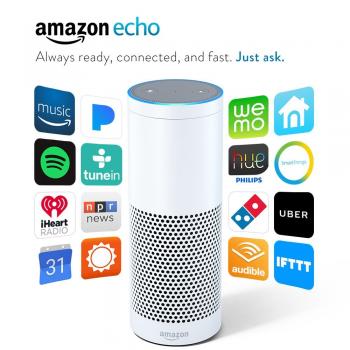 Amazon Echo Smart Speaker with Voice Recognition - White