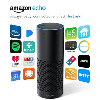 Amazon Echo Smart Speaker with Voice Recognition - Black