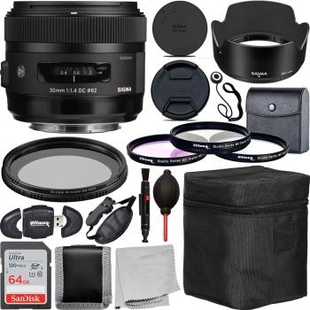 Sigma 30mm f/1.4 DC HSM Art Lens for Sony A with Advanced Accessory Bu